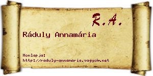 Ráduly Annamária névjegykártya